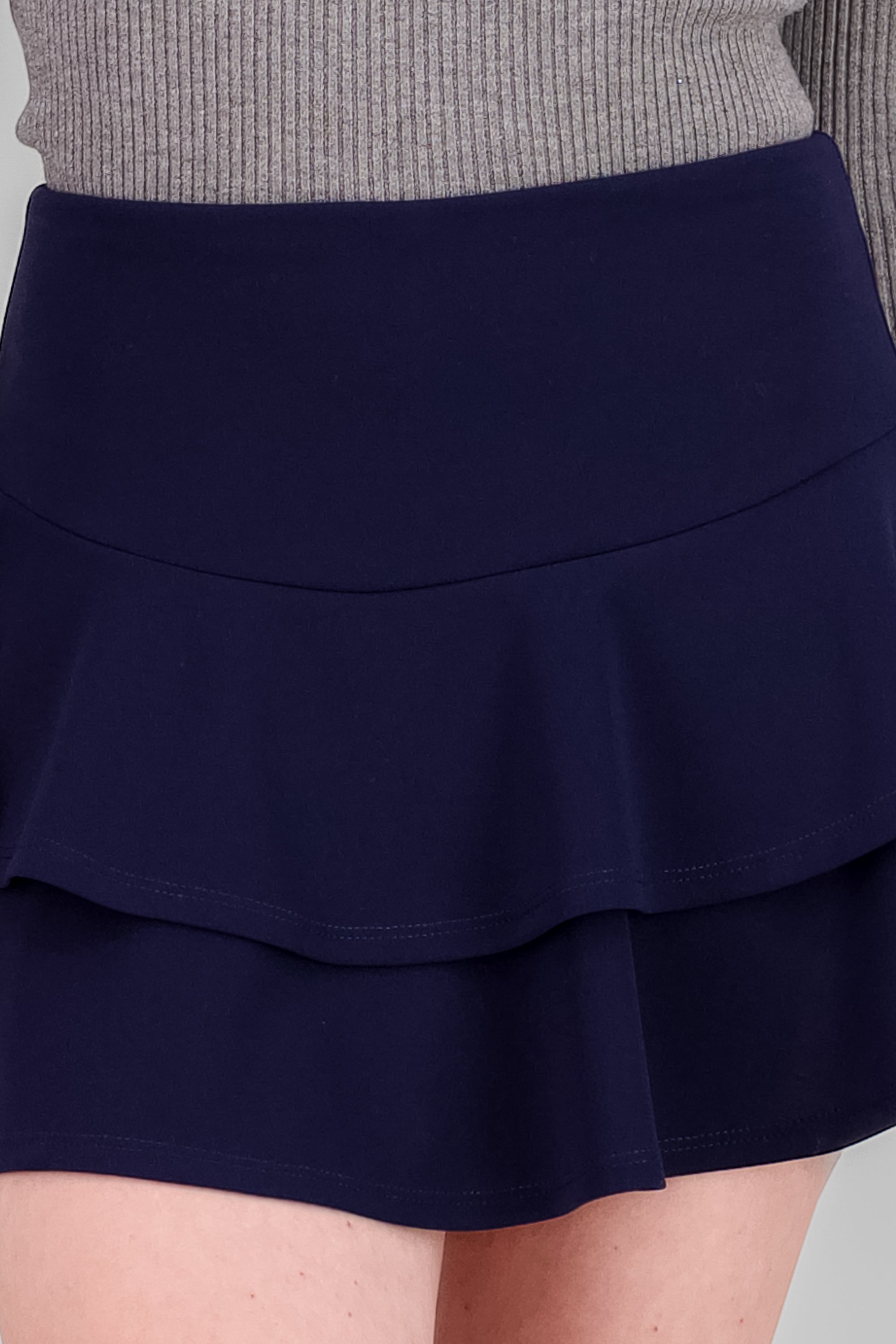 DoubleLayer Ruffle Hem Mini Skirt NAVY