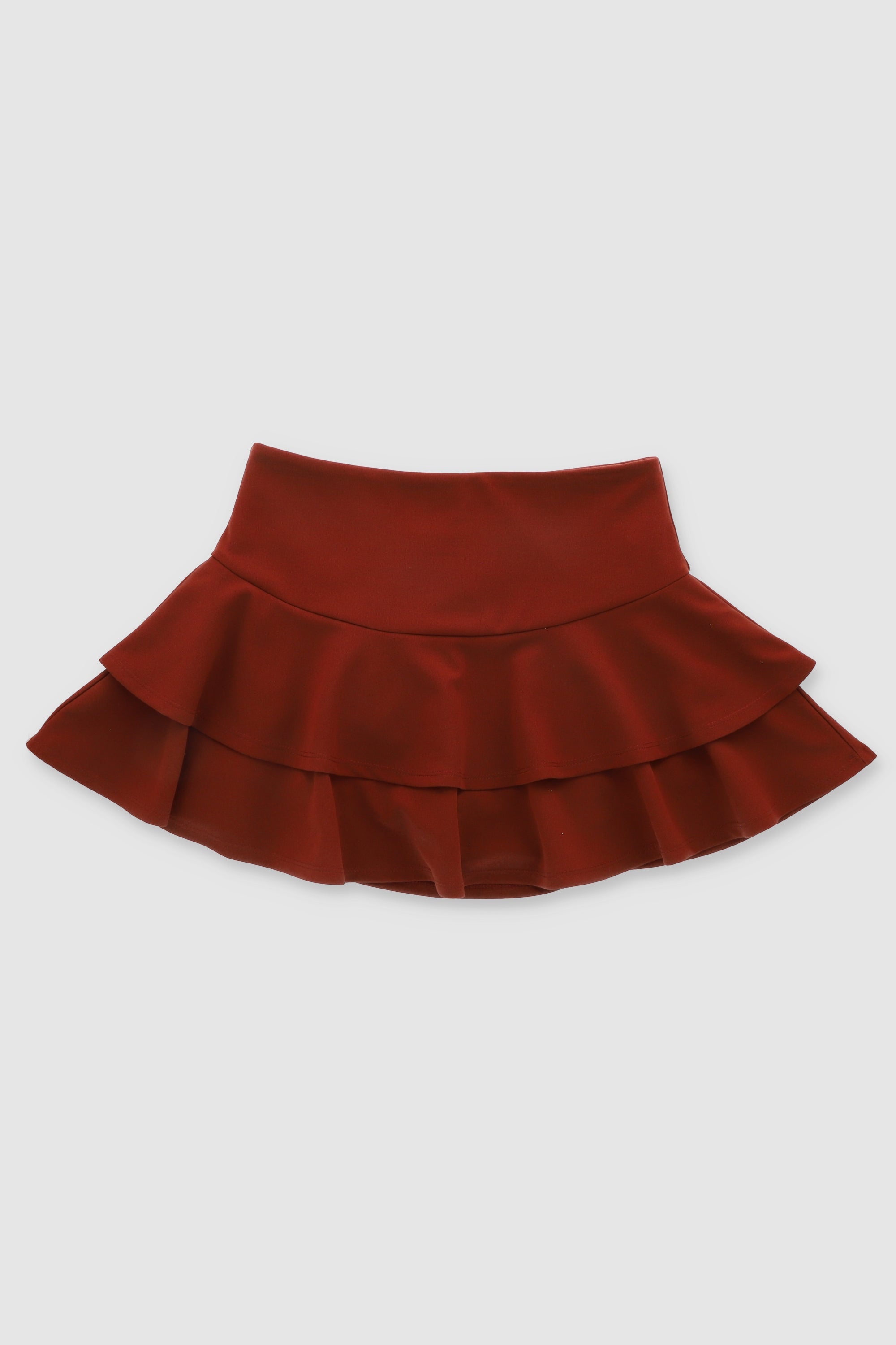 DoubleLayer Ruffle Hem Mini Skirt CHOCOLATE