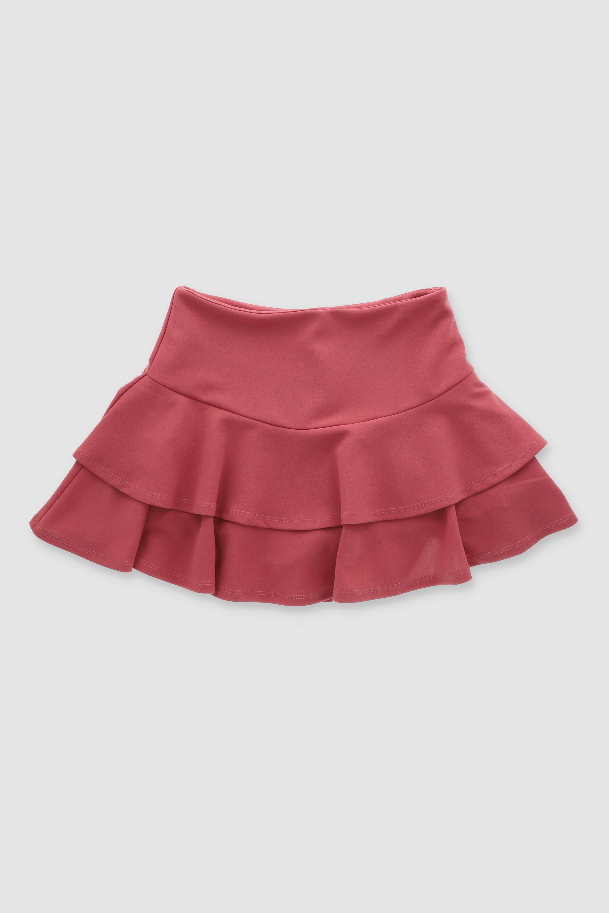 DoubleLayer Ruffle Hem Mini Skirt MAUVE