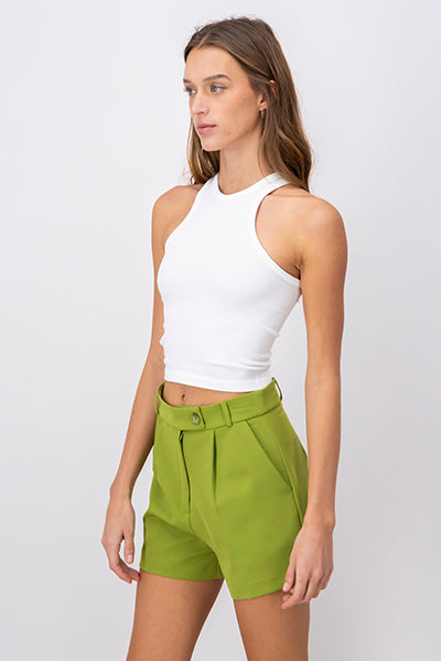 Basic Sleeveless Striped Crop Top WHITE