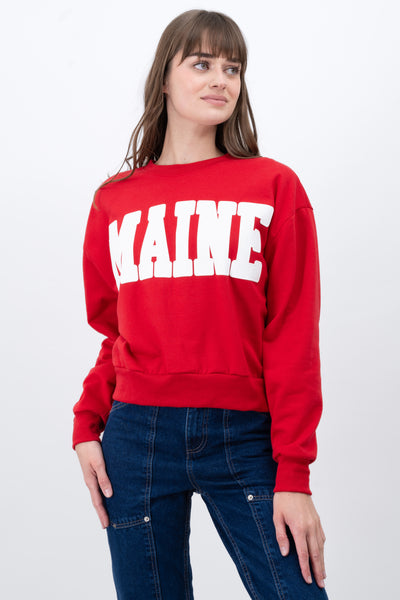 Maine Printed Sweatshirt Crewneck RED COMBO