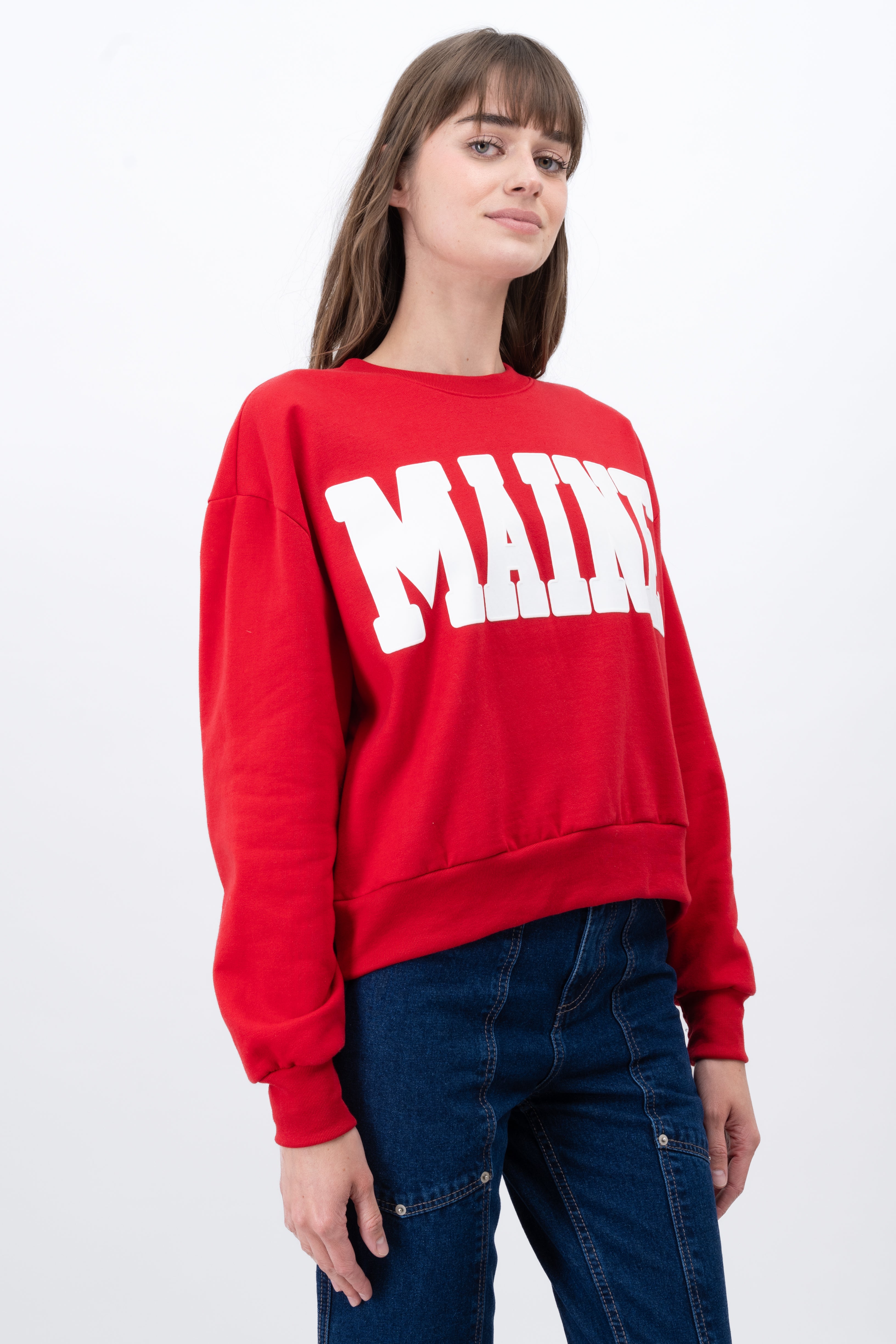 Maine Printed Sweatshirt Crewneck RED COMBO