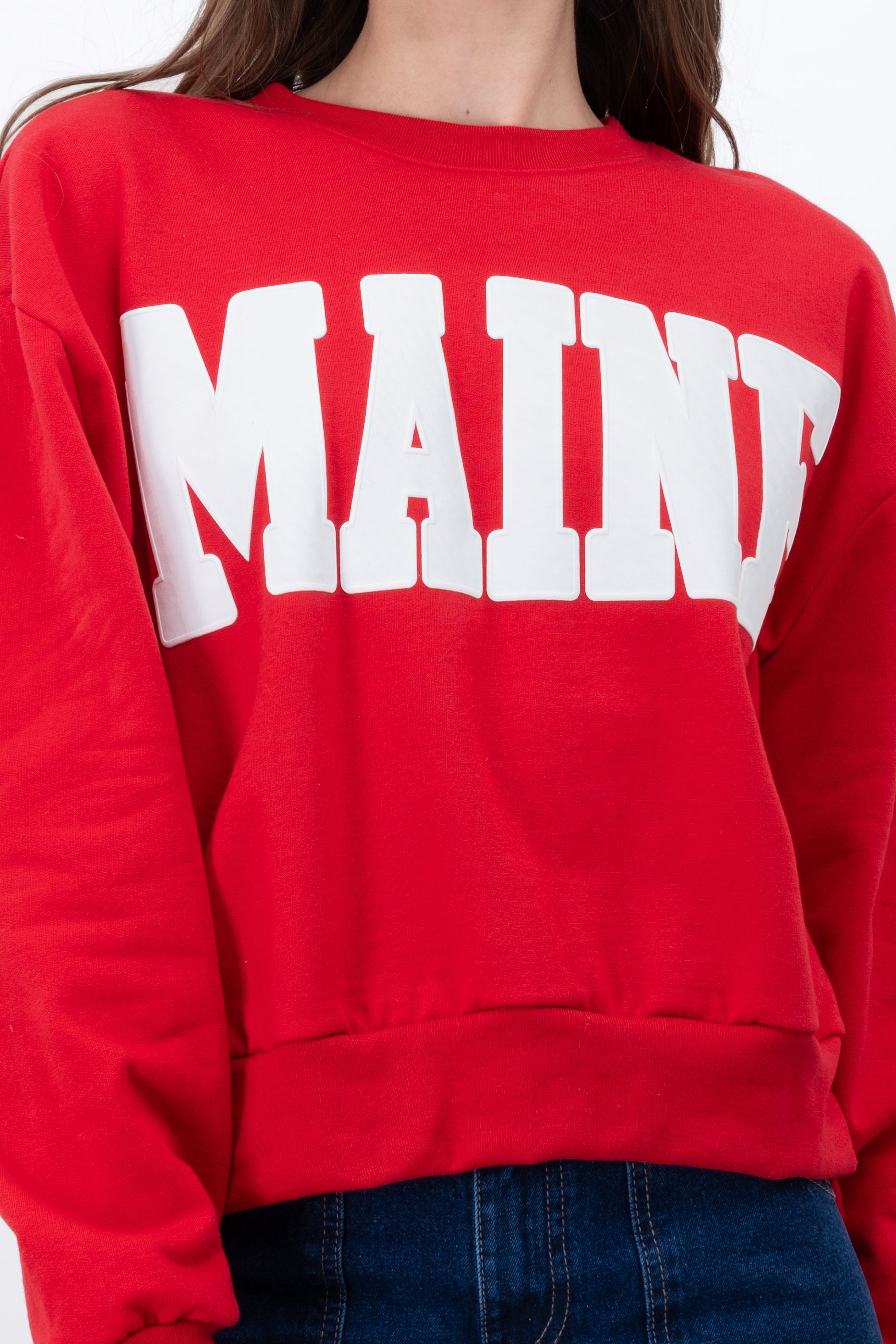 Maine Printed Sweatshirt Crewneck RED COMBO