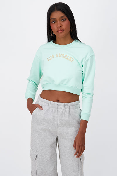 Los Angeles Graphic Cropped Sweatshirt INDIGO