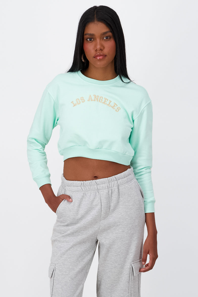 Los Angeles Graphic Cropped Sweatshirt MINT