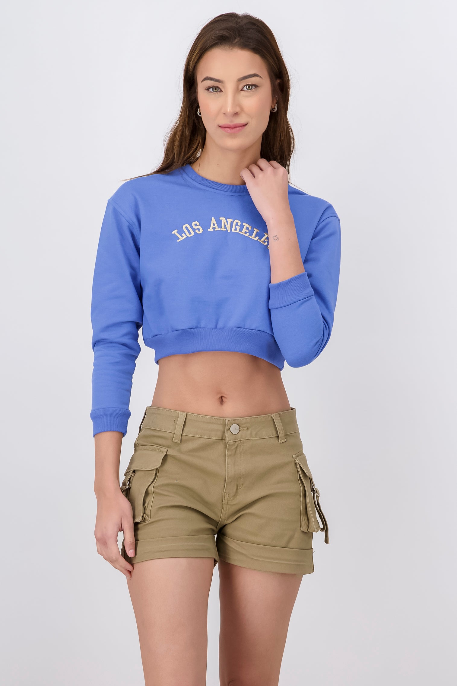 Los Angeles Graphic Cropped Sweatshirt INDIGO