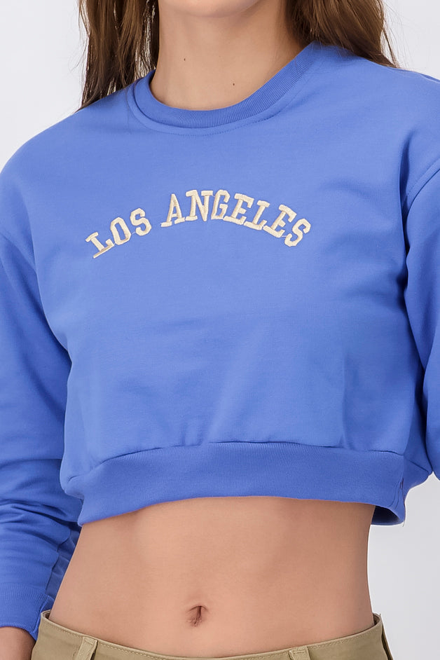 Los Angeles Graphic Cropped Sweatshirt INDIGO