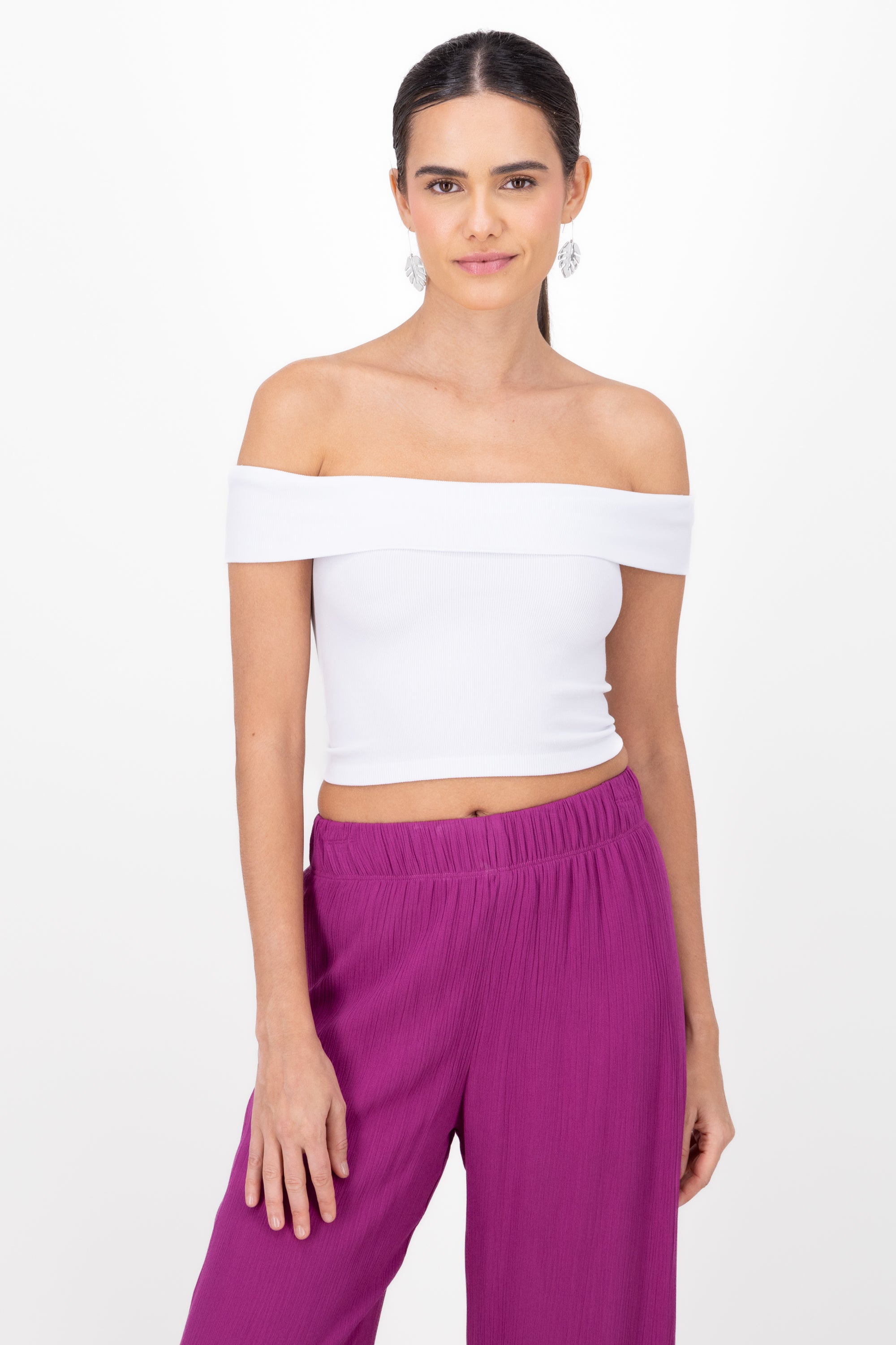 OffShoulder Basic Top WHITE