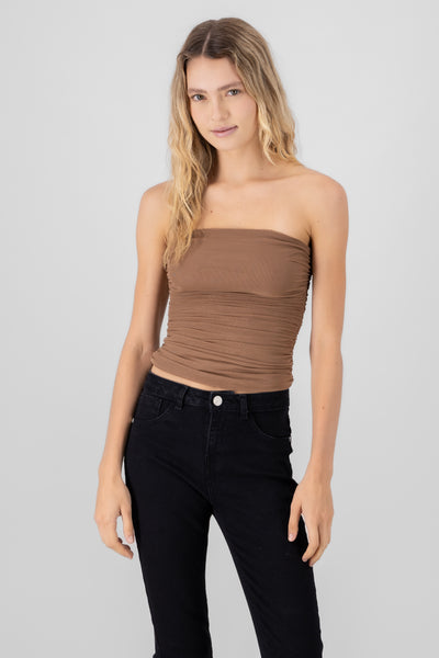 Mesh Strapless Top BLACK