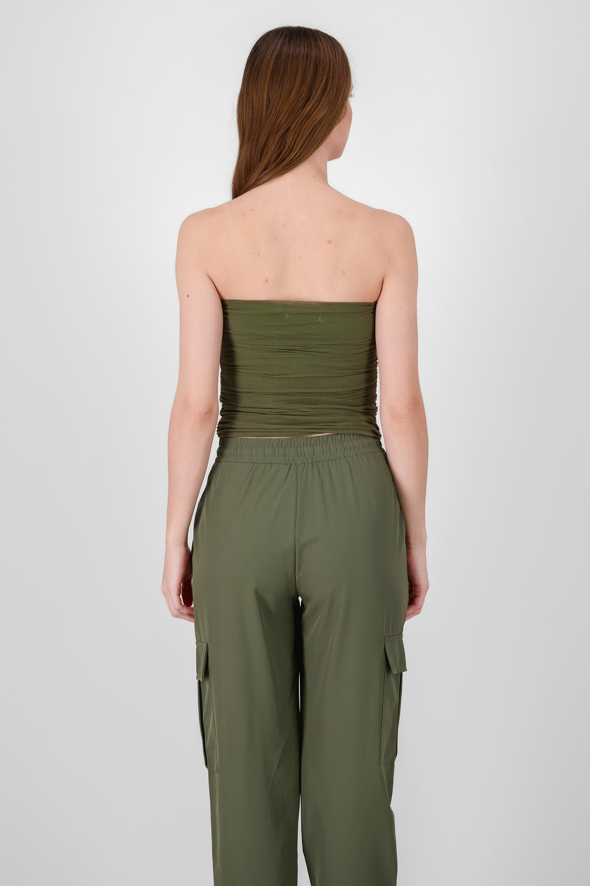 Mesh Strapless Top OLIVE