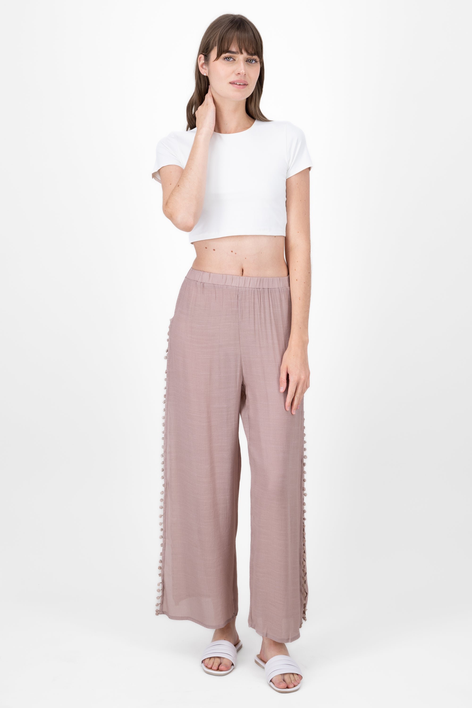 Mesh Wide Leg Cover Up Pants SAND