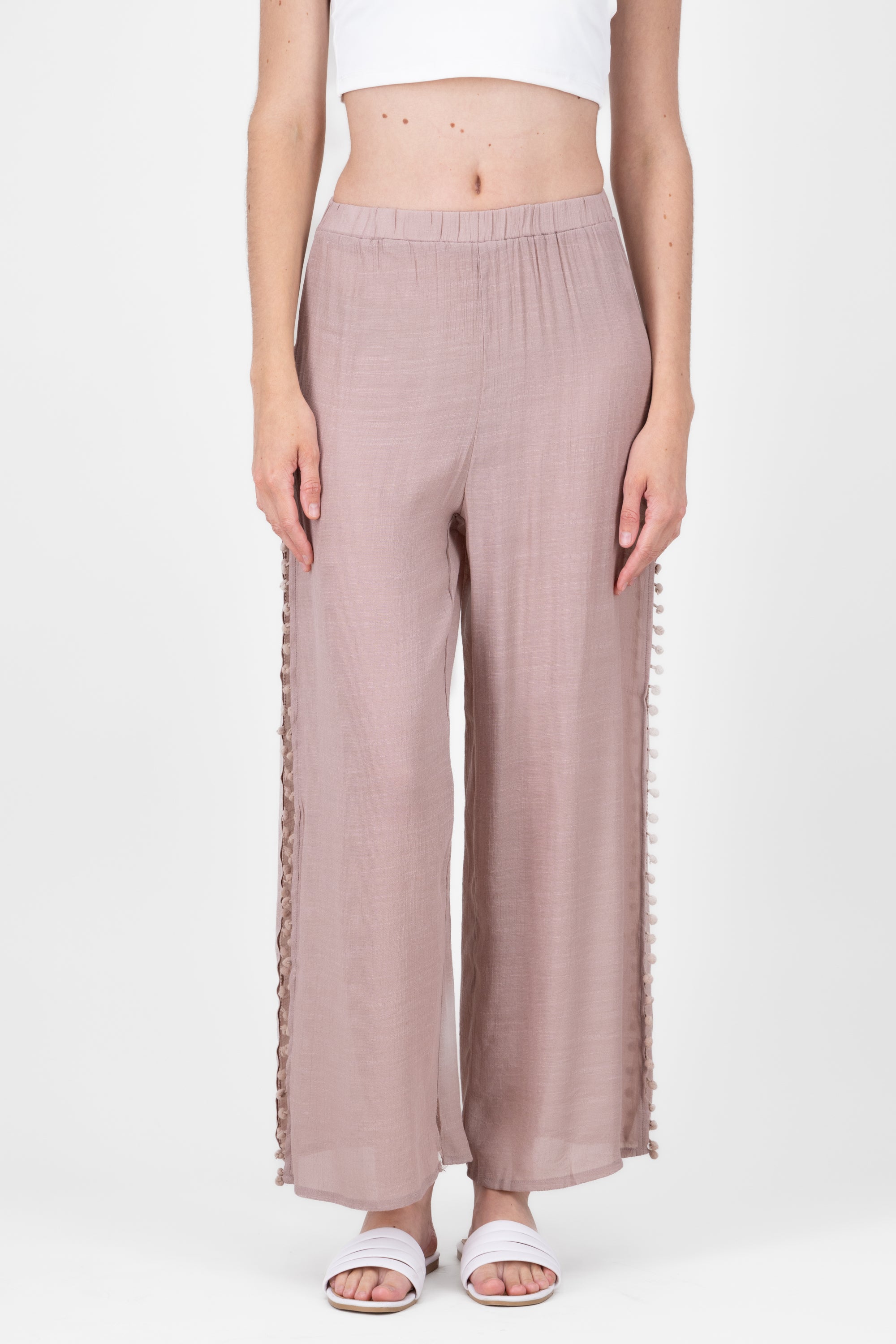 Mesh Wide Leg Cover Up Pants SAND