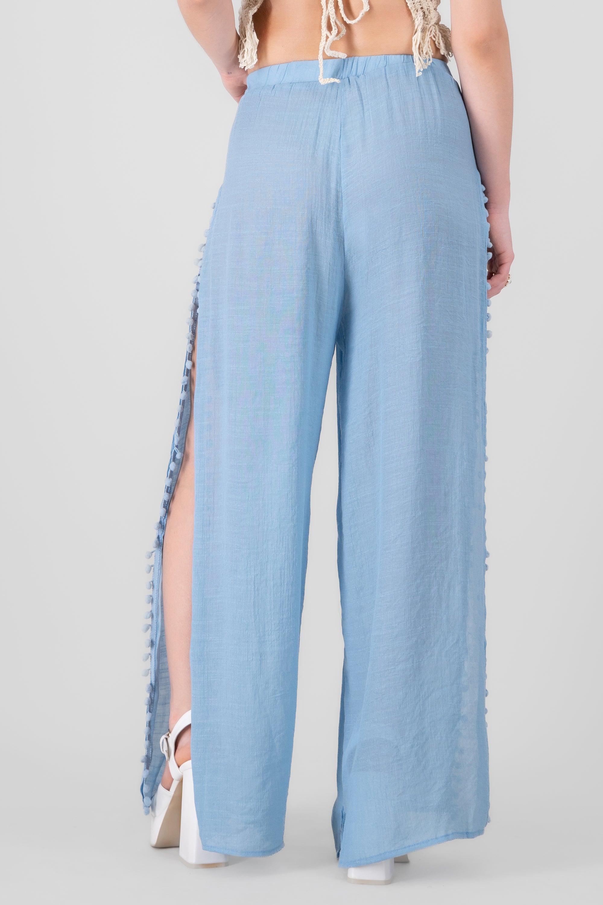 Mesh Wide Leg Cover Up Pants SKY BLUE