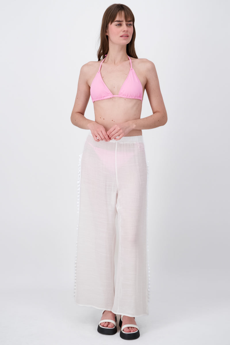 Mesh Wide Leg Cover Up Pants WHITE