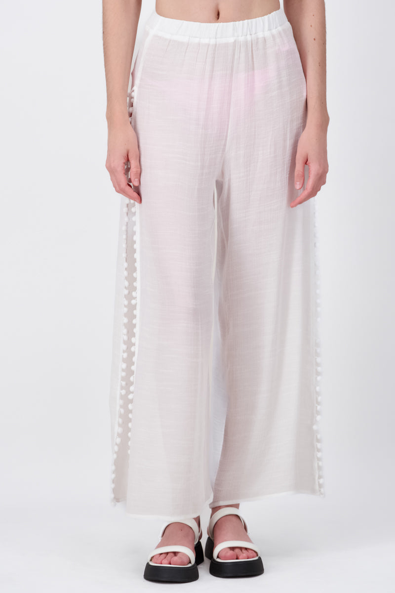 Mesh Wide Leg Cover Up Pants WHITE