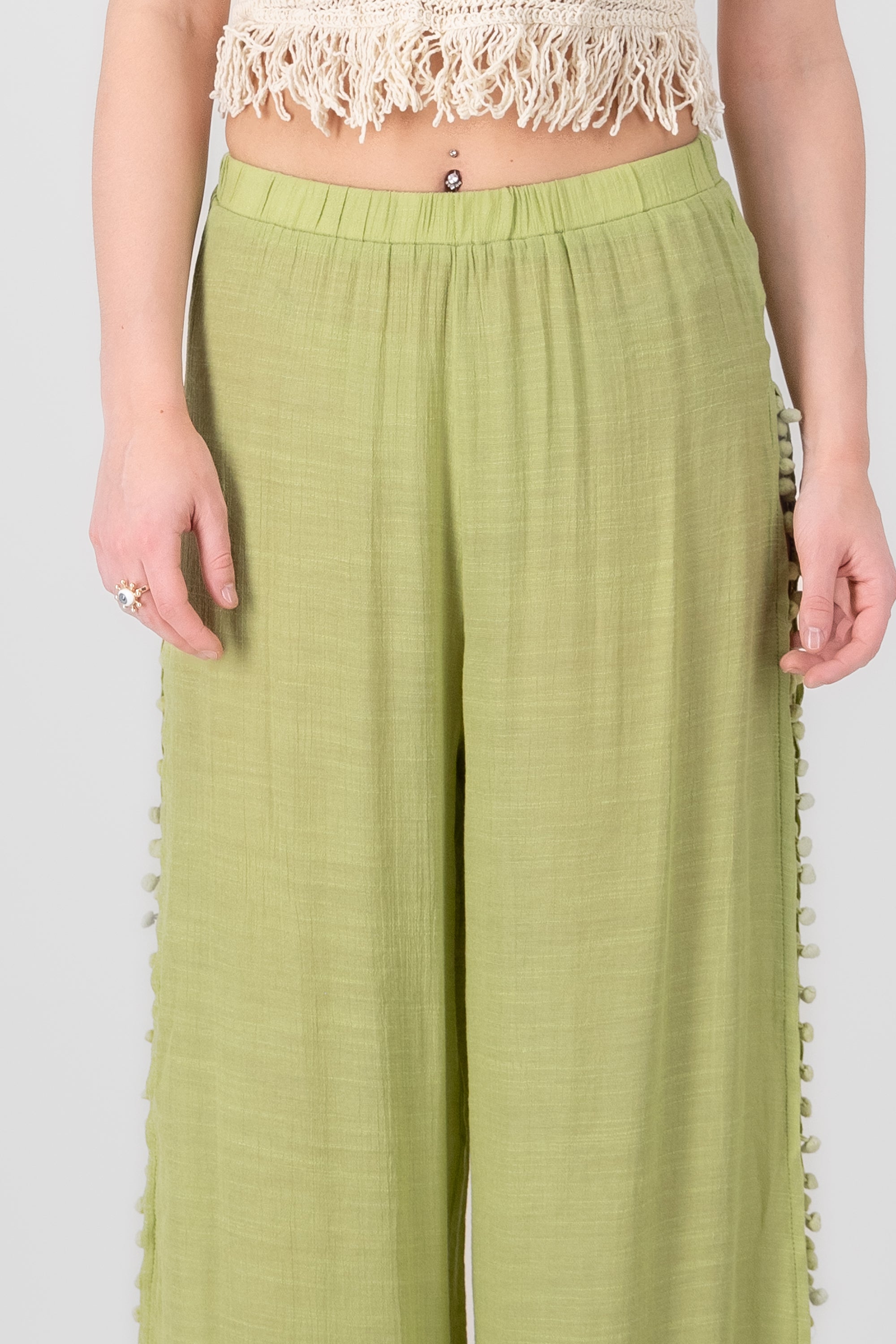 Mesh Wide Leg Cover Up Pants LIGHT GREEN