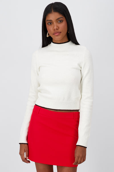 SlimFit Knit Basic Sweater WHITE COMBO