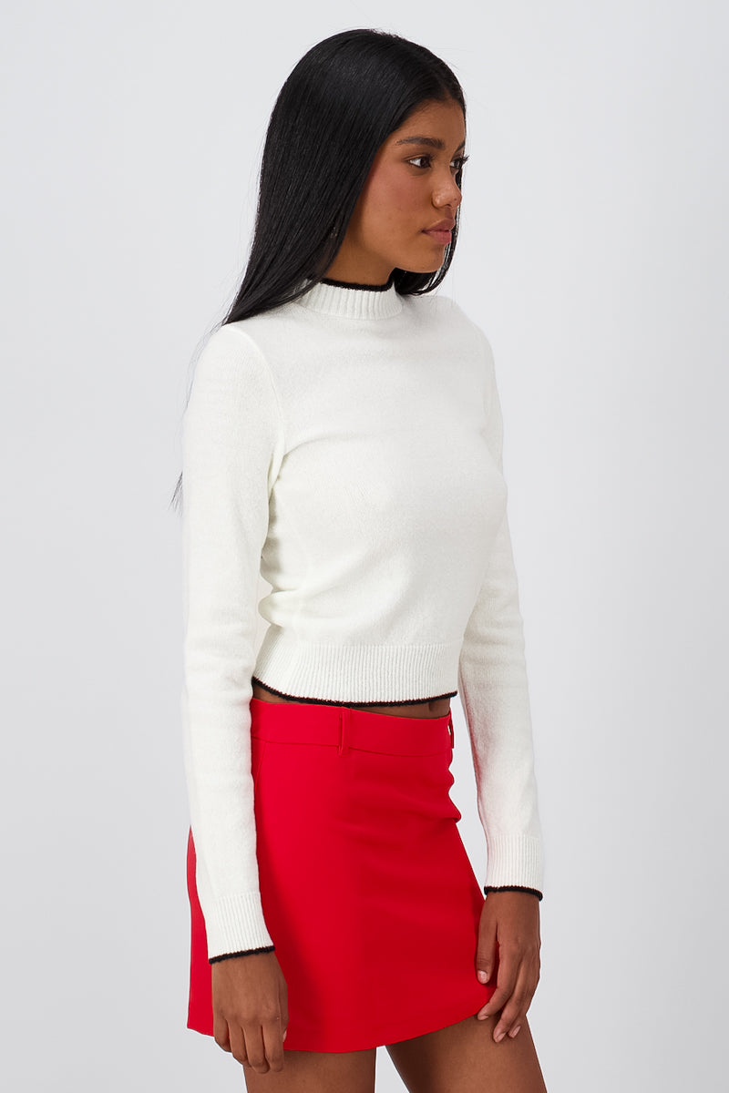 SlimFit Knit Basic Sweater WHITE COMBO