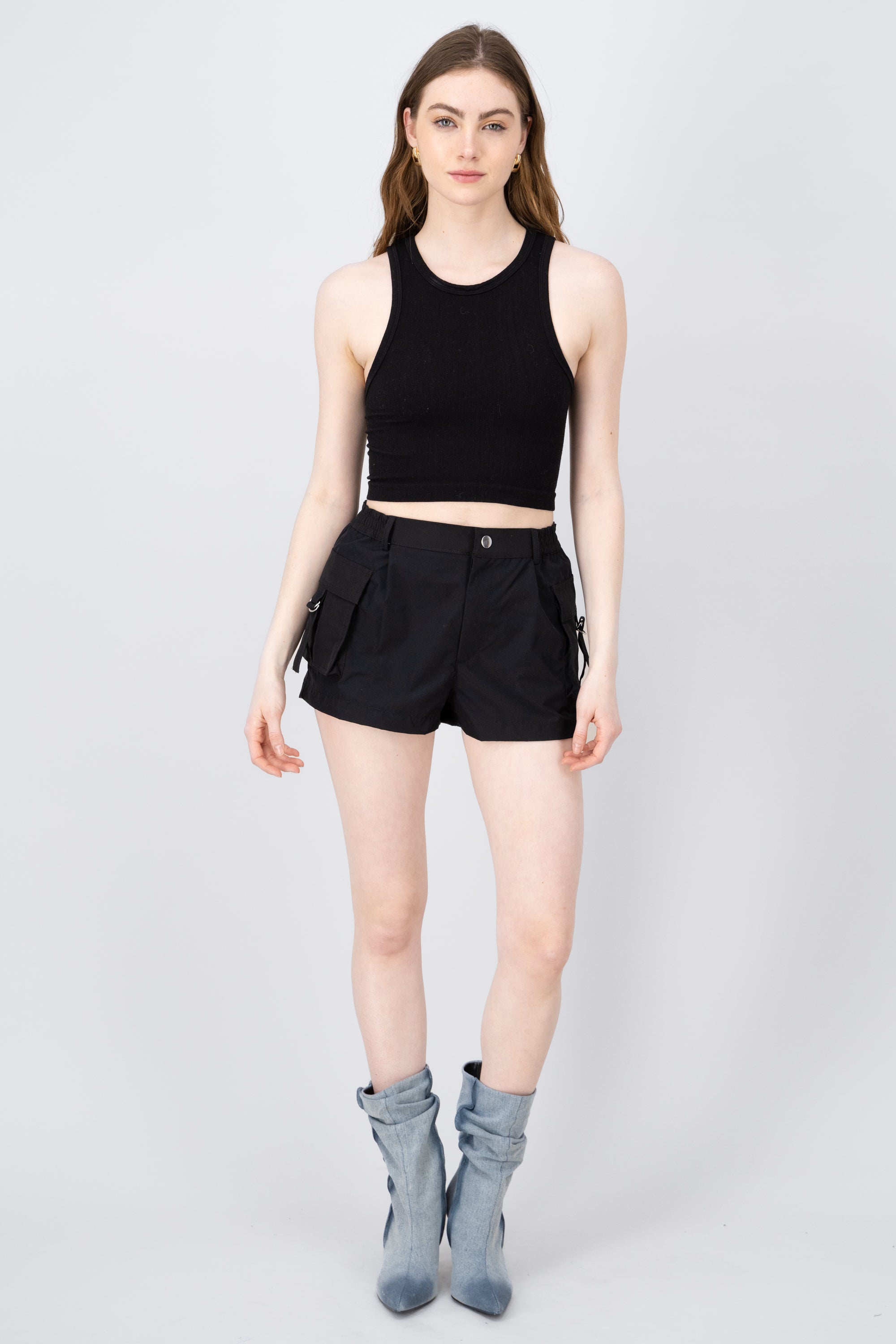 Cargo Mini Shorts BLACK