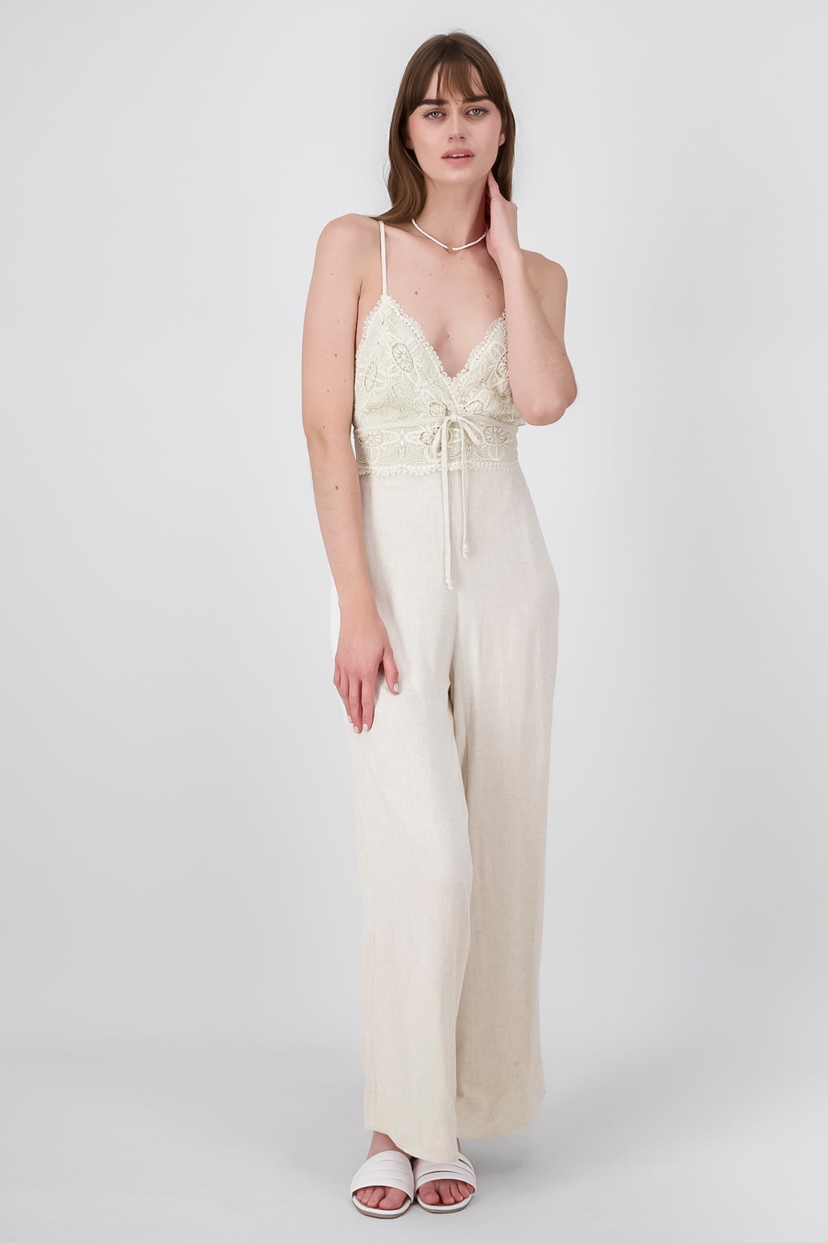 Crochet Linen Jumpsuit IVORY