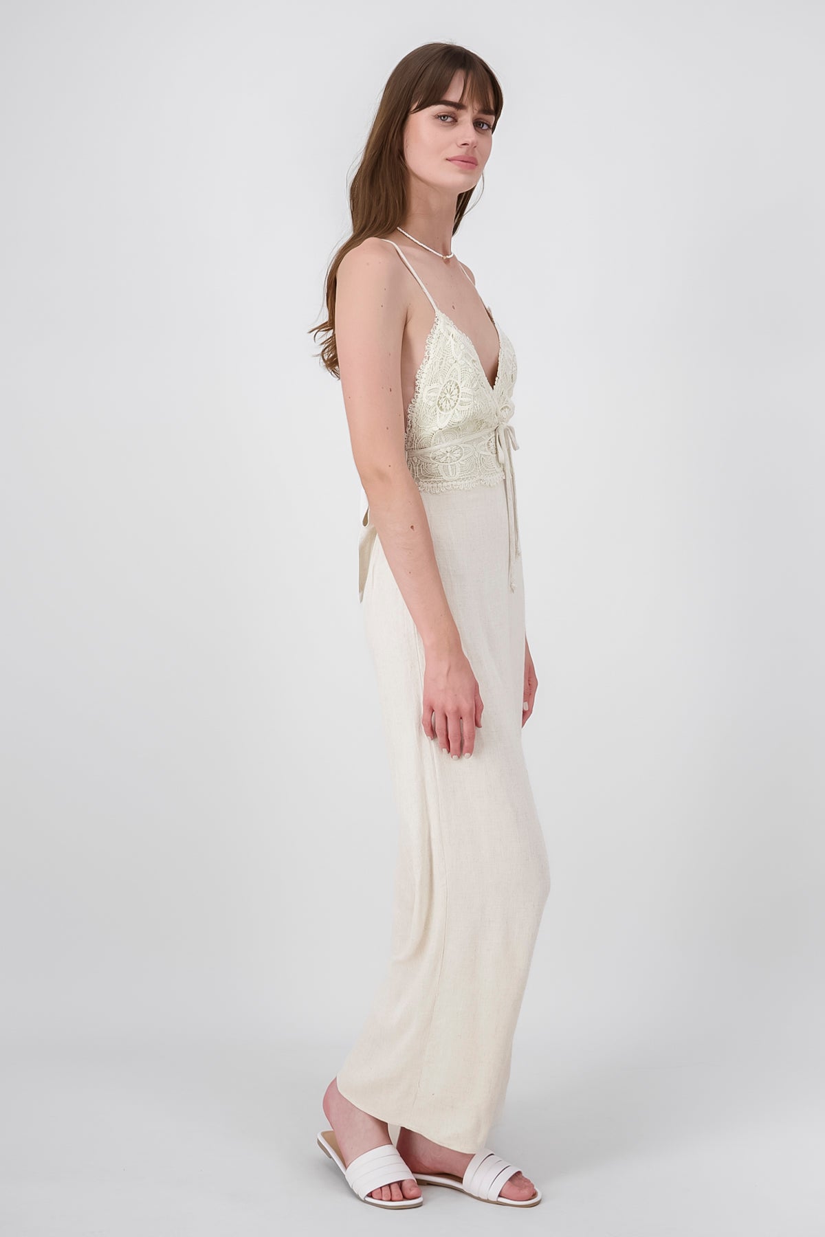 Crochet Linen Jumpsuit IVORY