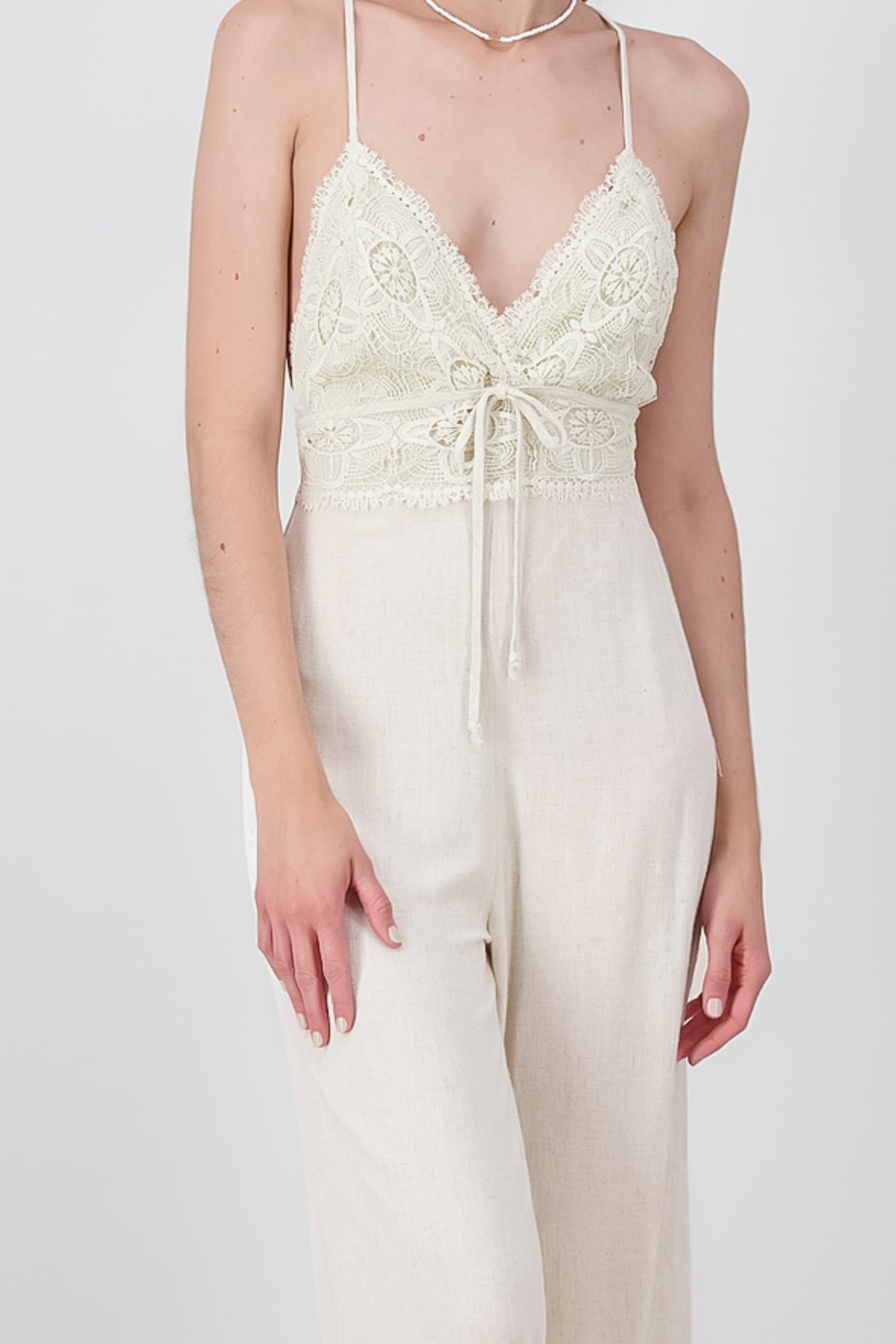 Crochet Linen Jumpsuit IVORY