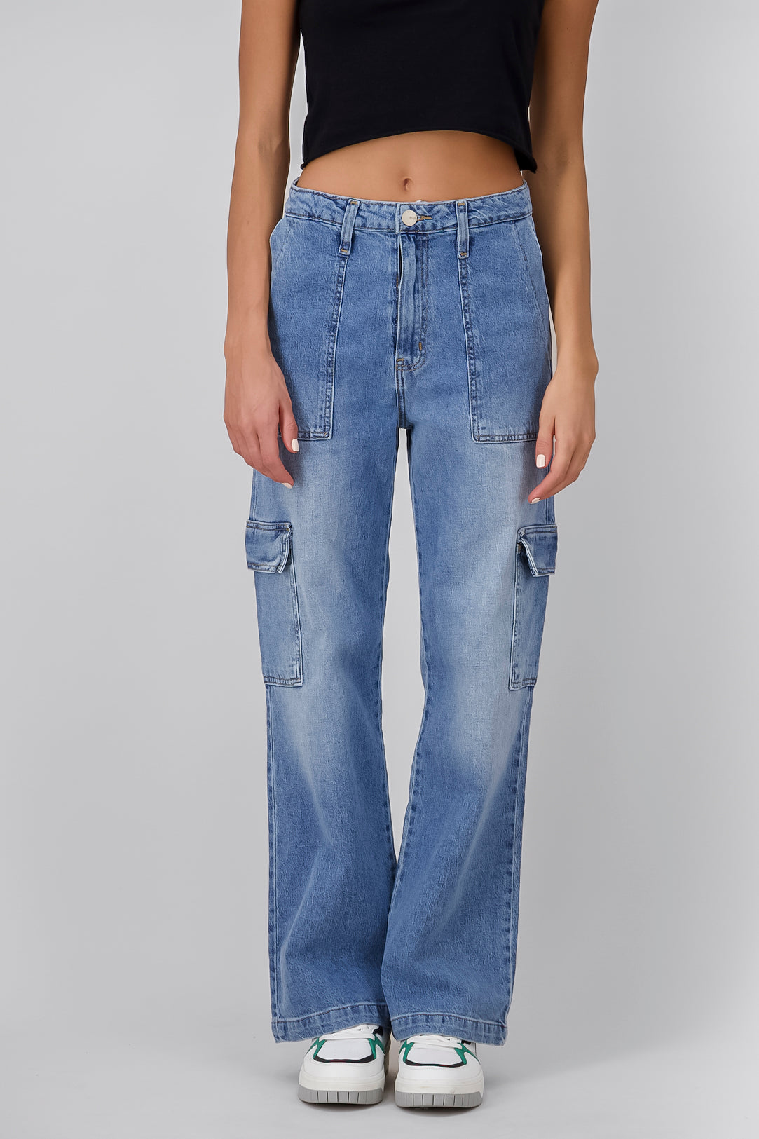 High Waist Baggy Straight Jeans MEDIUM WASH