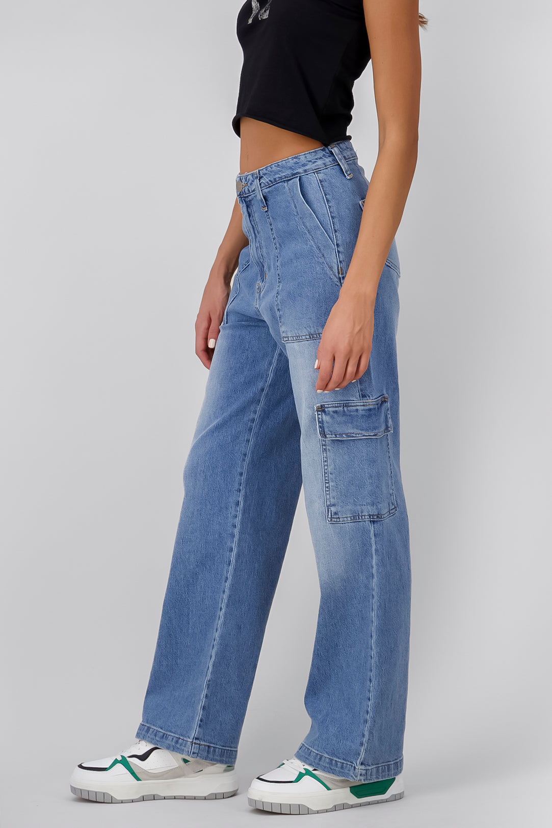 High Waist Baggy Straight Jeans MEDIUM WASH