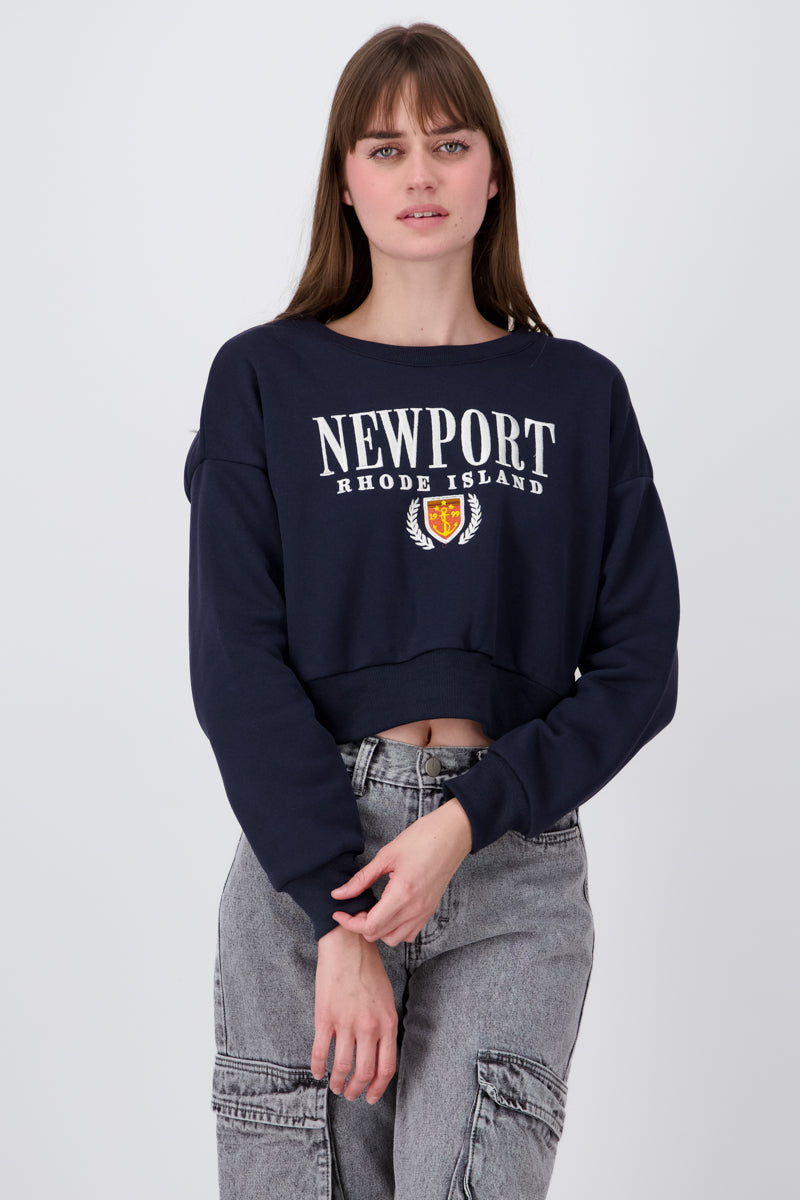 Newport Graphic Cropped Sweatshirt NAVY