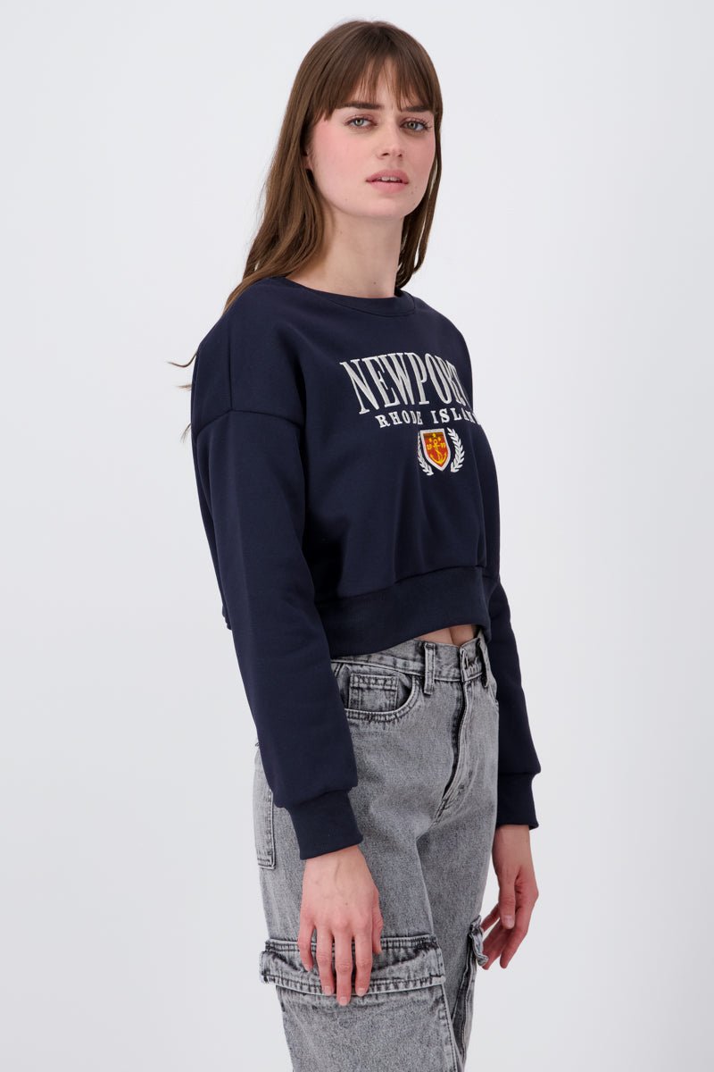 Newport Graphic Cropped Sweatshirt NAVY