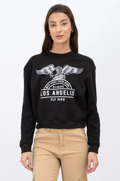 Los Angeles Eagle Cropped Sweatshirt BLACK COMBO