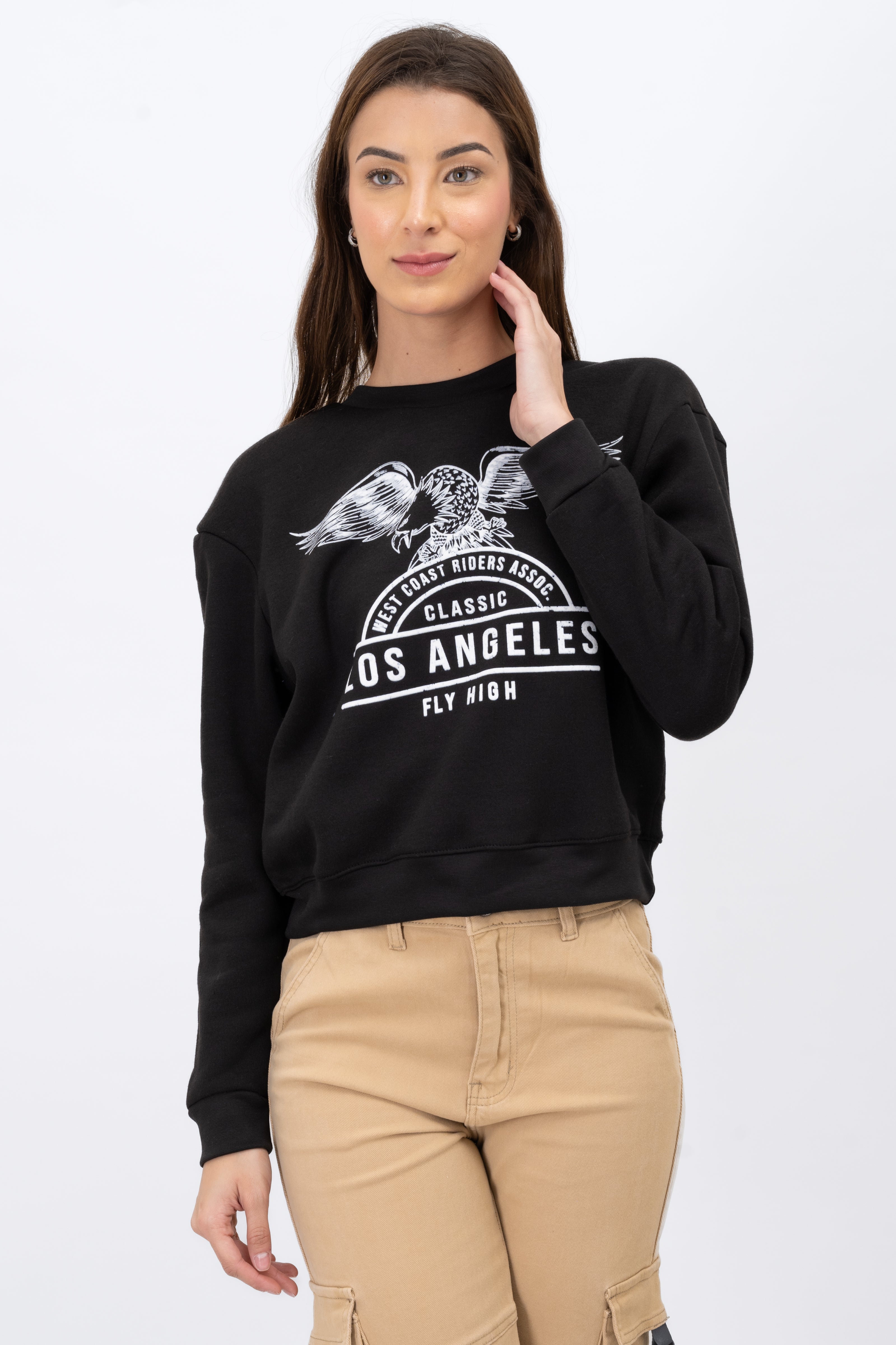 Los Angeles Eagle Cropped Sweatshirt BLACK COMBO