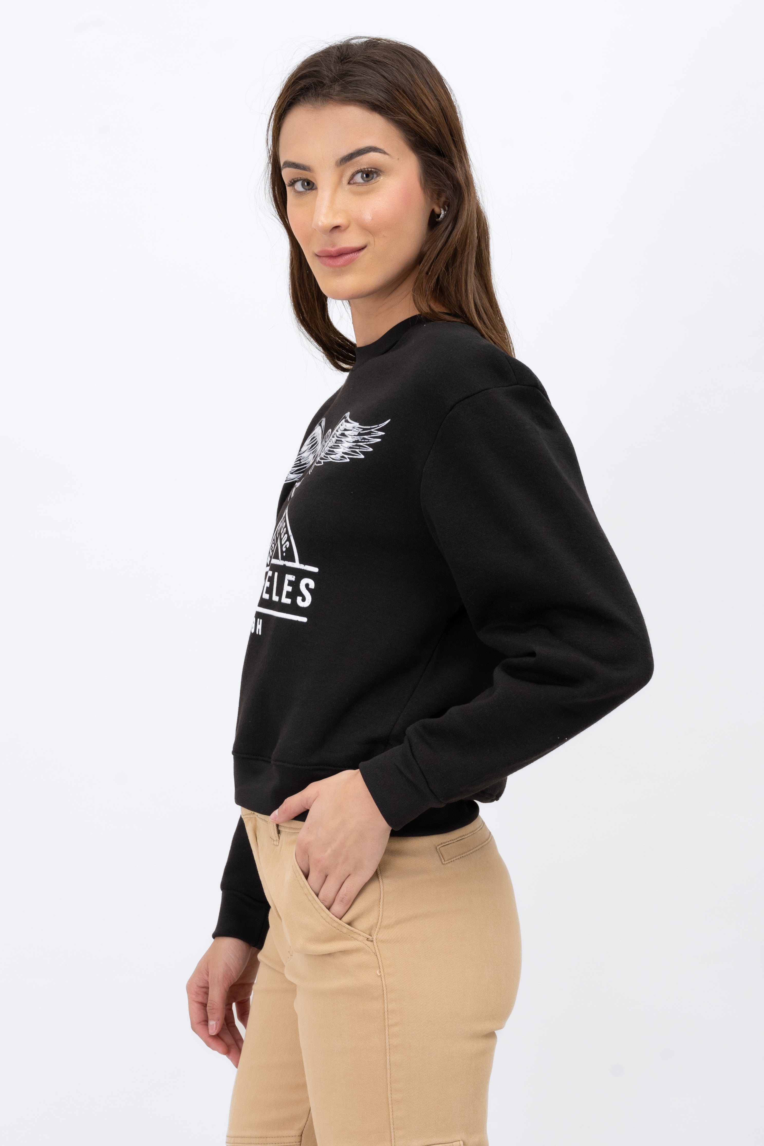 Los Angeles Eagle Cropped Sweatshirt BLACK COMBO