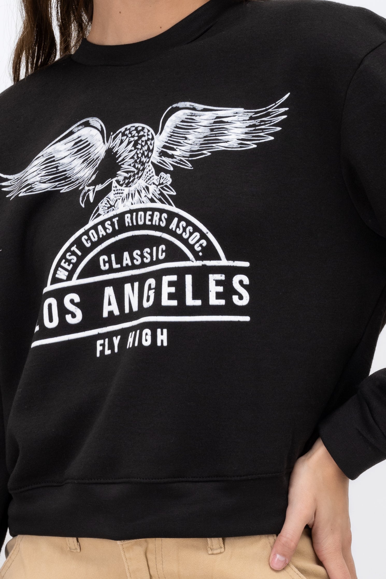 Los Angeles Eagle Cropped Sweatshirt BLACK COMBO