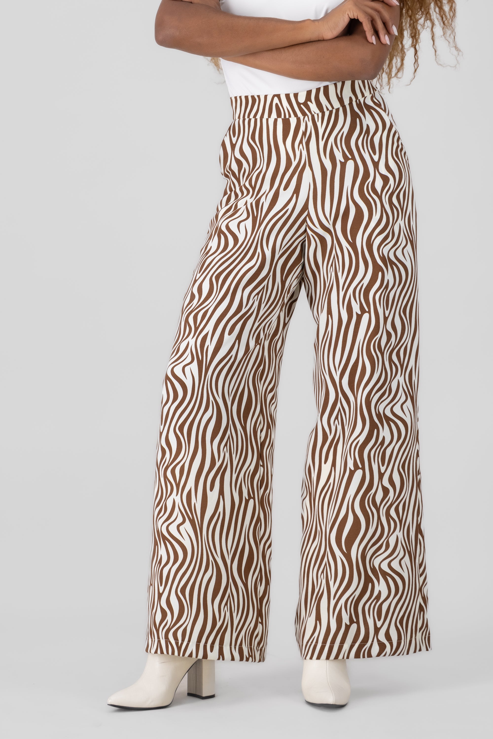 Hipster Zebra Fluid Pants BONE COMBO