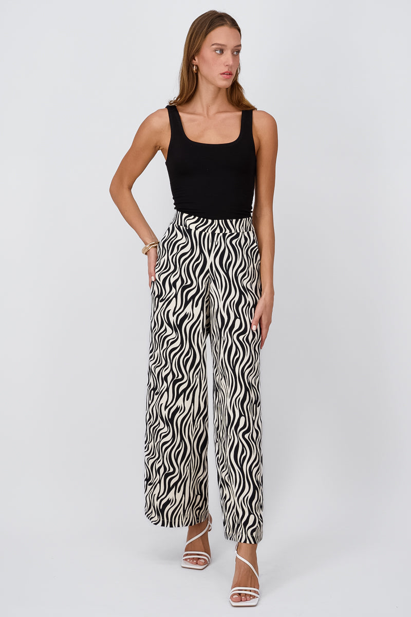 Hipster Zebra Fluid Pants BLACK COMBO