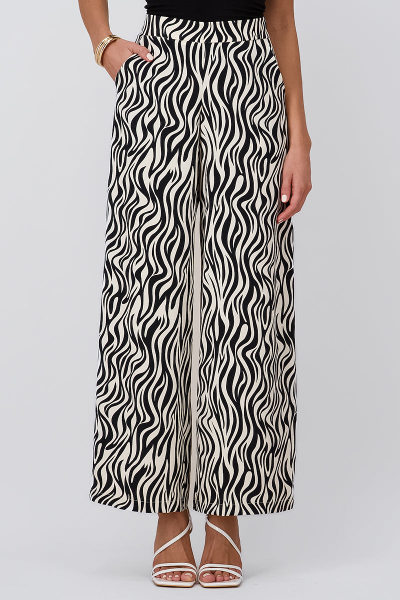 Hipster Zebra Fluid Pants BLACK COMBO