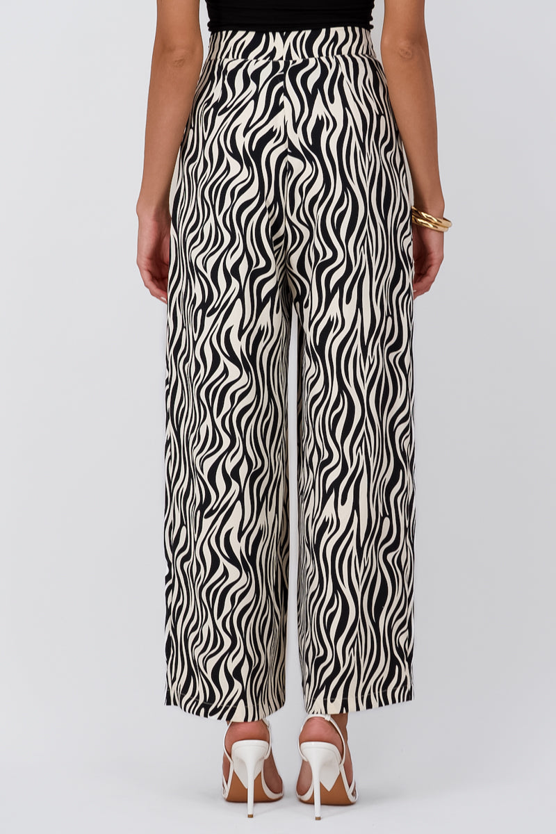 Hipster Zebra Fluid Pants BLACK COMBO