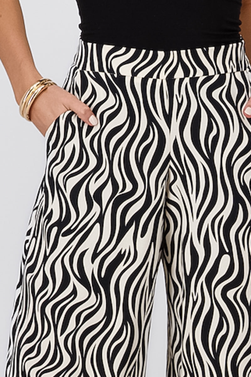 Hipster Zebra Fluid Pants BLACK COMBO