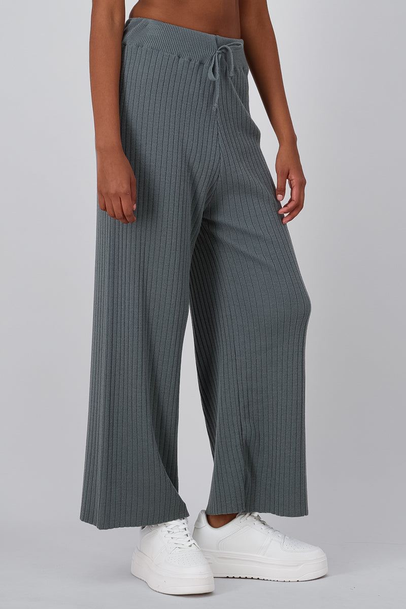 Textured Flowy Wide Leg Pants GRAY