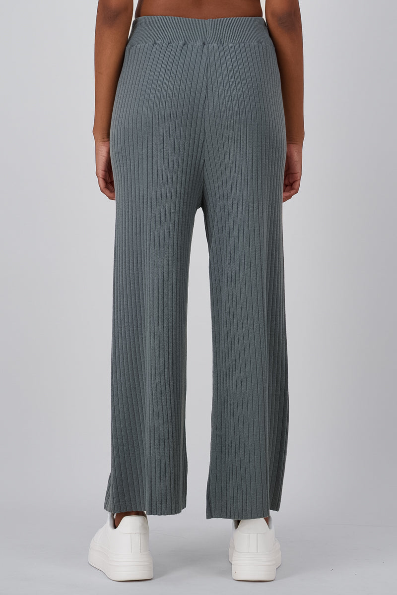 Textured Flowy Wide Leg Pants GRAY