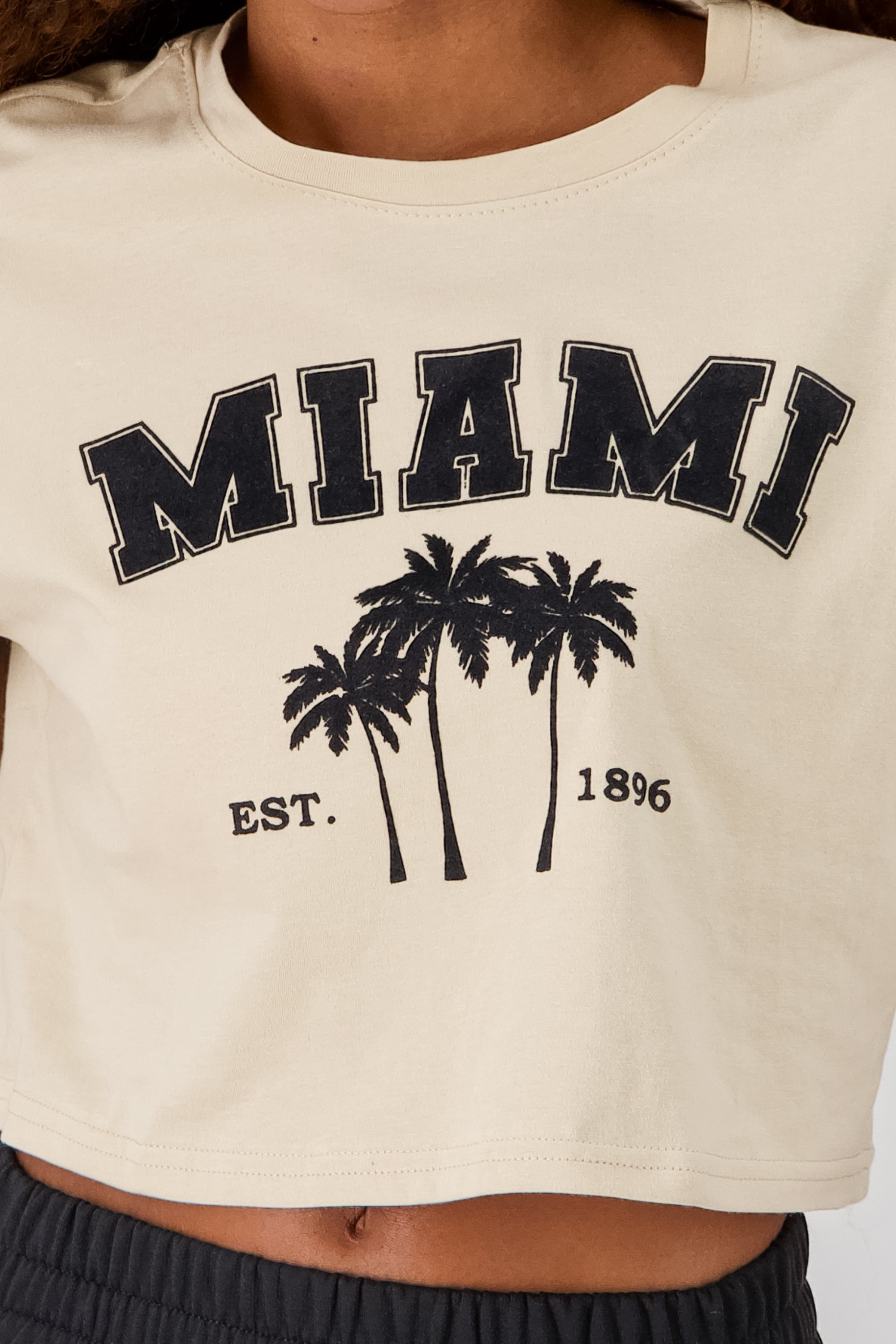 Miami Printed Short Sleeve Cropped TShirt SAND