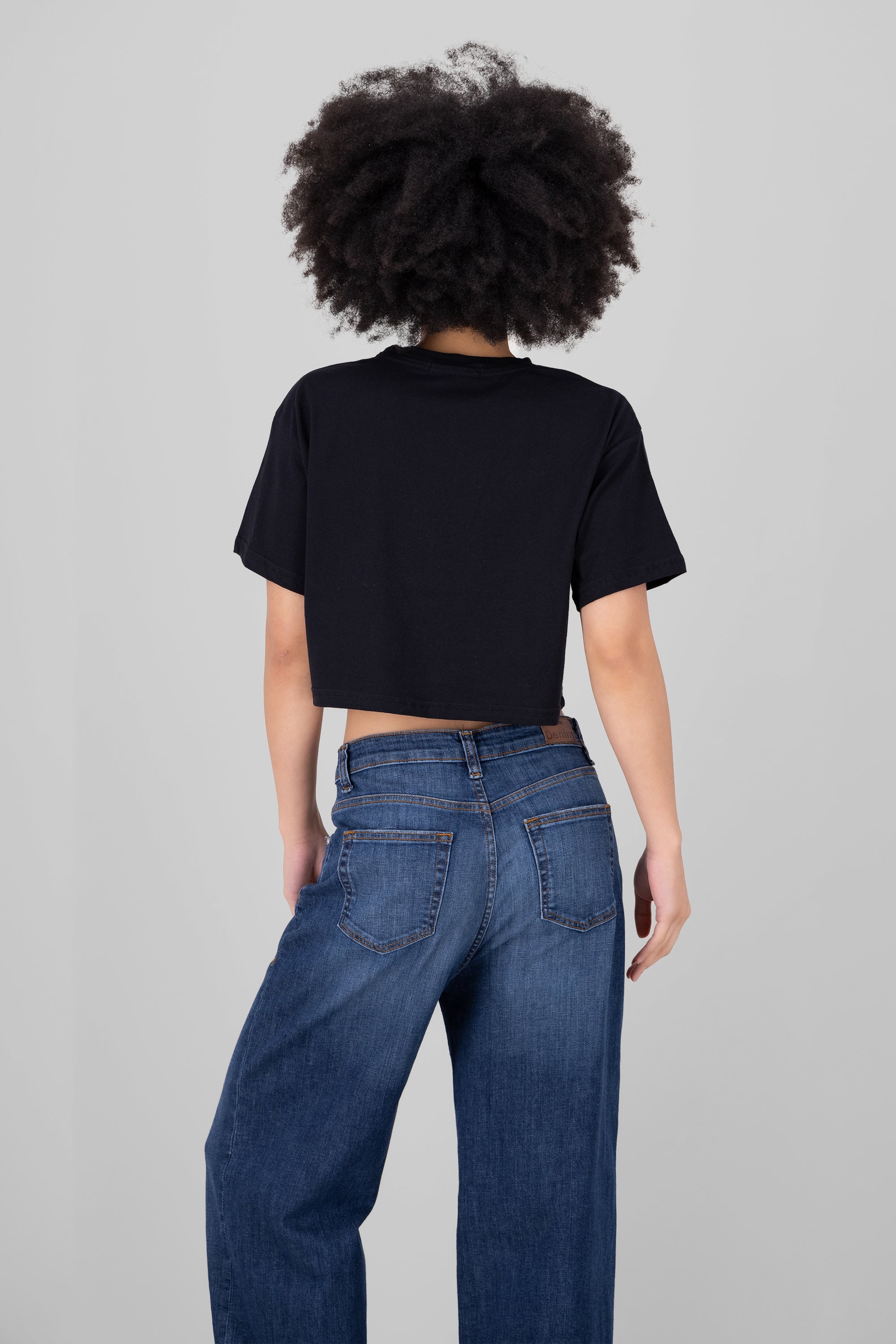 Miami Printed Short Sleeve Cropped TShirt BLACK