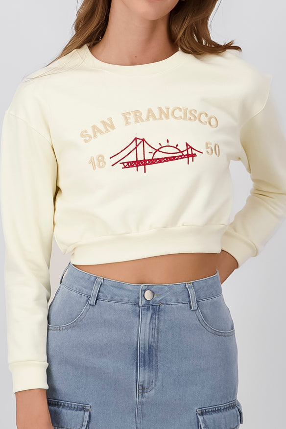 San Francisco Cropped Sweatshirt BEIGE