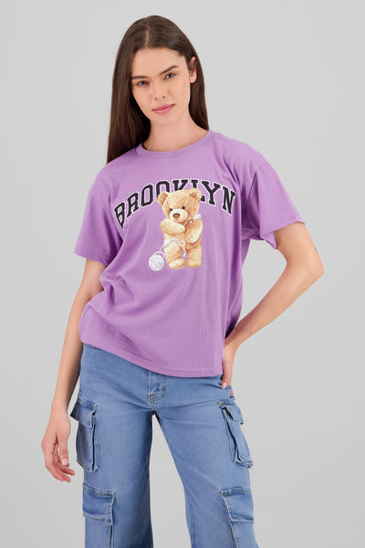 Brooklyn Teddy Bear Printed TShirt SAGE