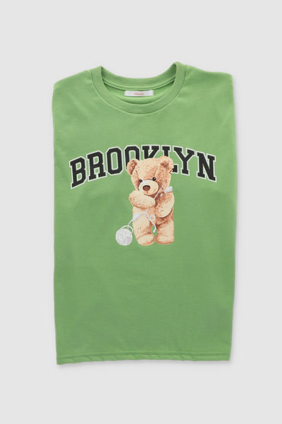 Brooklyn Teddy Bear Printed TShirt TOMATO RED