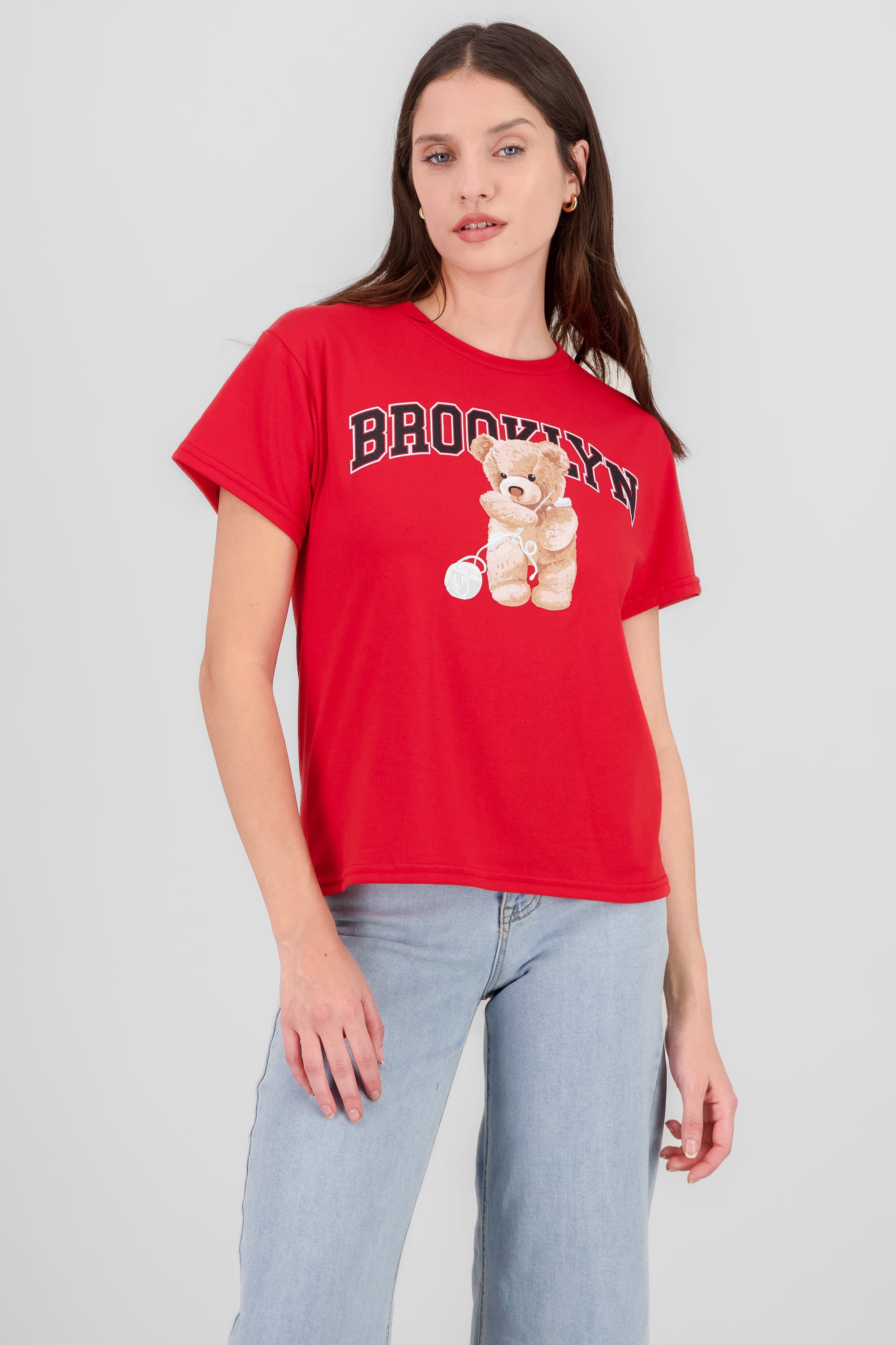 Brooklyn Teddy Bear Printed TShirt TOMATO RED