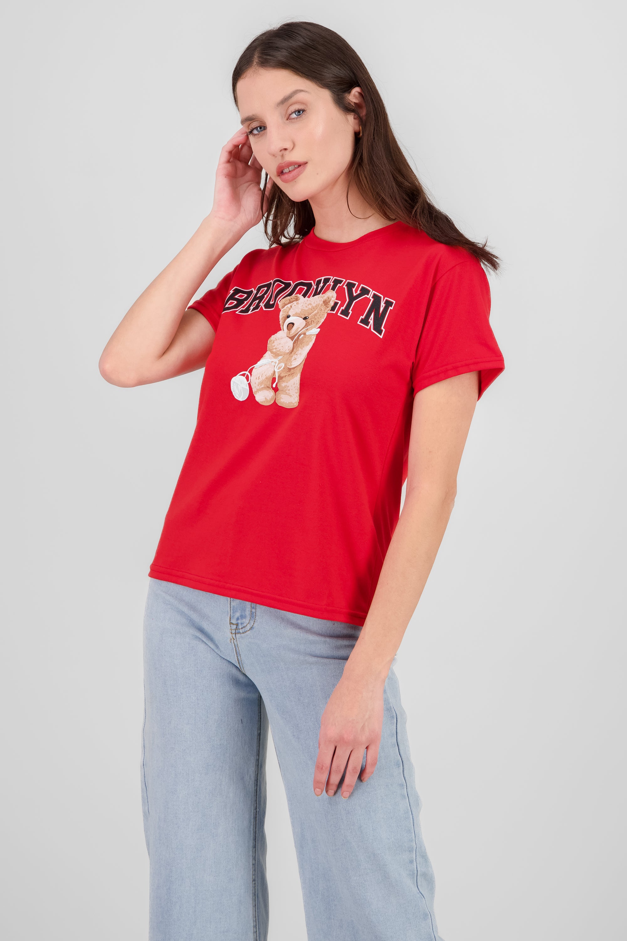 Brooklyn Teddy Bear Printed TShirt TOMATO RED