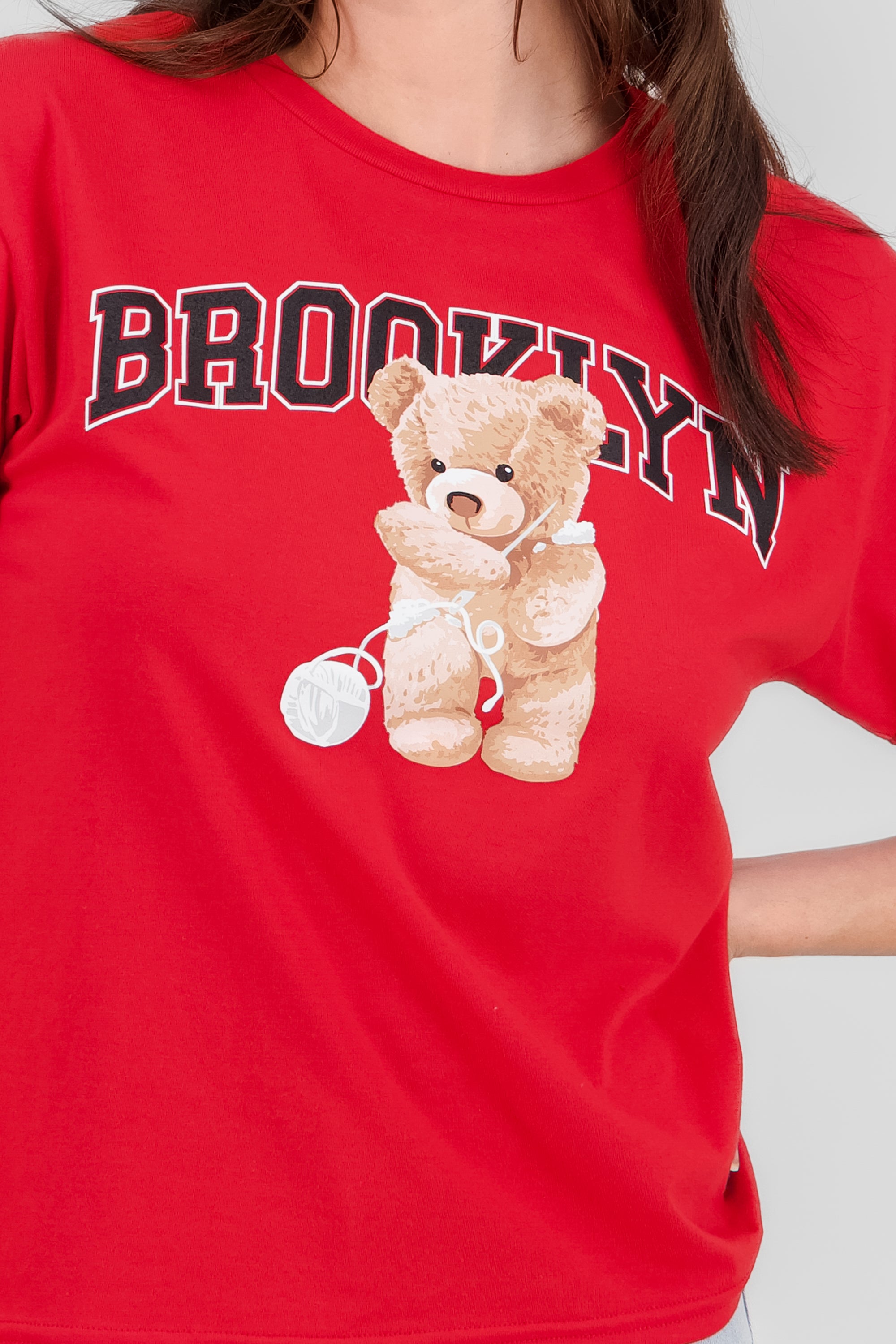 Brooklyn Teddy Bear Printed TShirt TOMATO RED