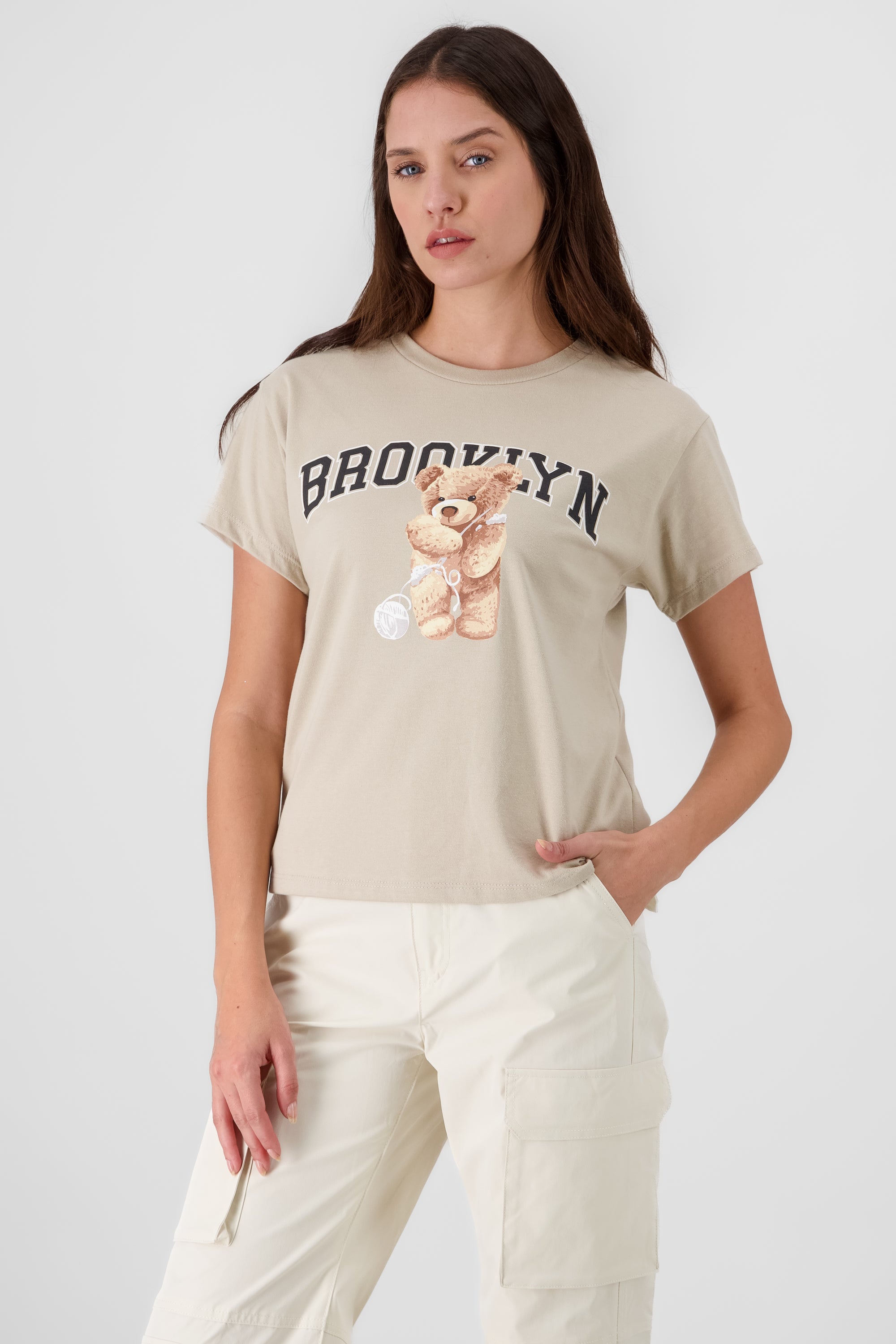 Brooklyn Teddy Bear Printed TShirt GREY